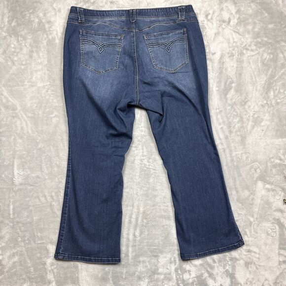 Democracy Wo's 20W (40x28 MEASURED) "Ab" Solution Cropped Stretch Blue Jeans - Picture 7 of 7